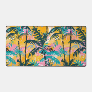 Colourful Summer Palm Tree Pattern Desk Mat