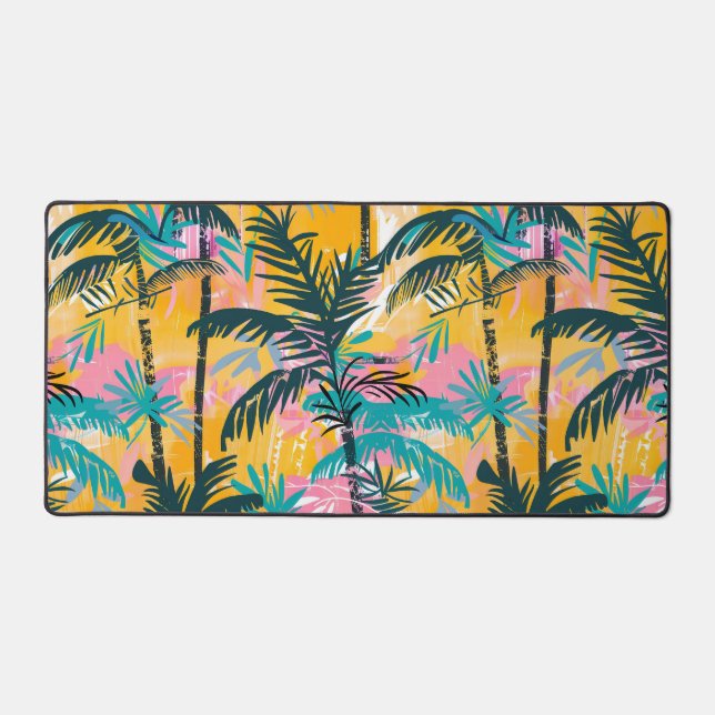 Colourful Summer Palm Tree Pattern Desk Mat (Front)