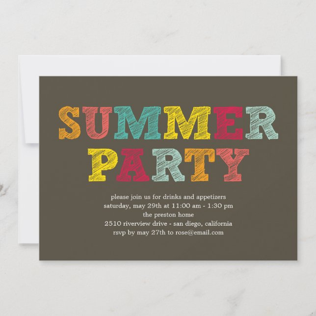 Colourful Summer Party Invitation (Front)