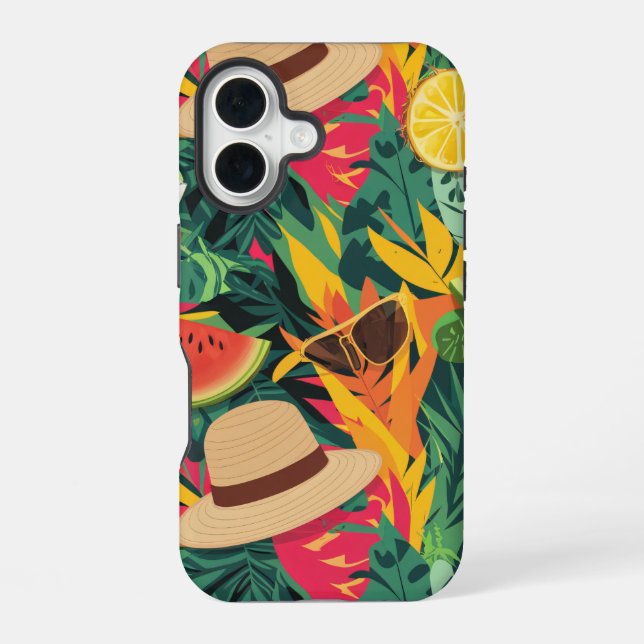 Colourful Summer Pattern iPhone 16 Case (Back)
