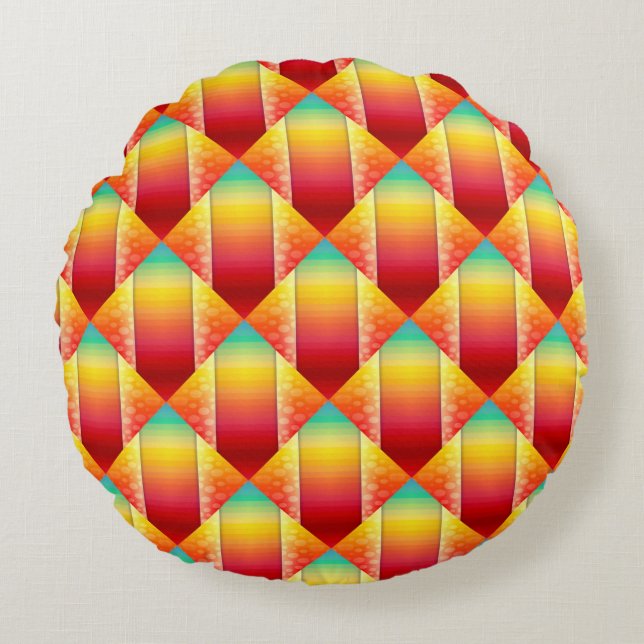 Colourful Summer Pattern - Vibrant Modern Round Cushion (Front)