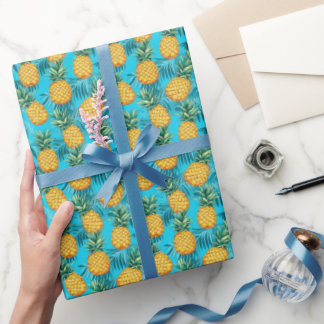 Colourful summer pineapple pattern wrapping paper