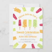 Colourful Summer Popsicle Party Invitations