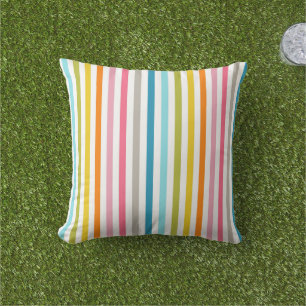 Colourful Summer Rainbow Stripes Cushion