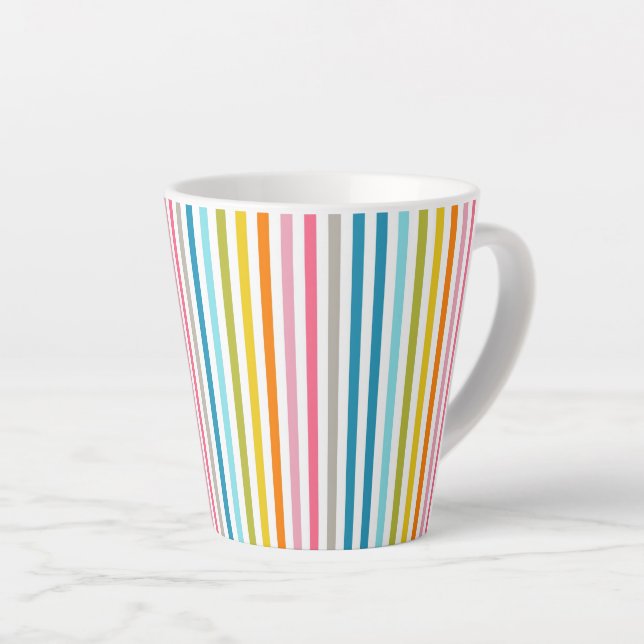 Colourful Summer Rainbow Stripes Latte Mug (Right Angle)