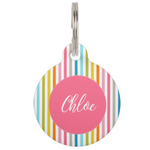 Colourful Summer Rainbow Stripes Pet Tag