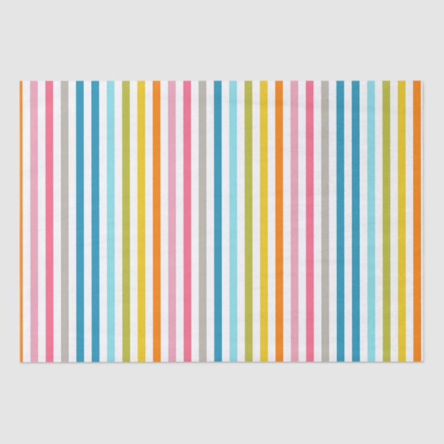 Colourful Summer Rainbow Stripes Tissue Paper (Front)
