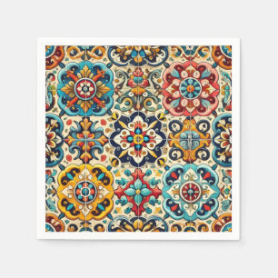 Colourful Summer Red, Yellow and Blue Fiesta Napkin