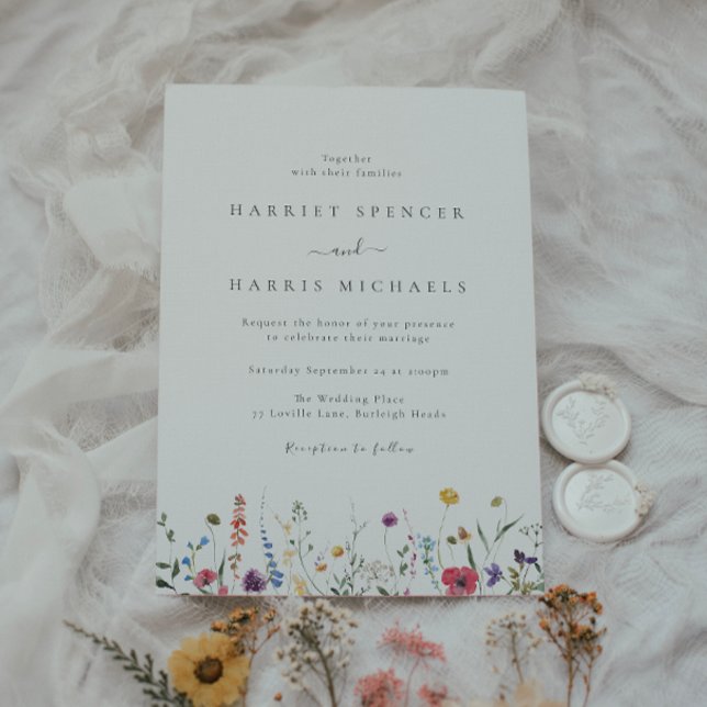 Colourful Summer & Spring Wildflowers Wedding Invitation (Creator Uploaded)