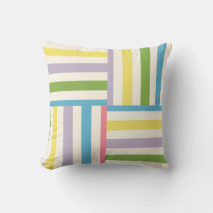 Colourful summer striped blocks pattern cushion