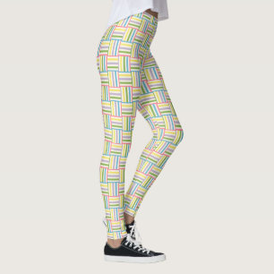 Colourful summer striped blocks pattern leggings