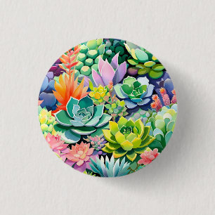 Colourful Summer Succulent Botanical Garden 3 Cm Round Badge