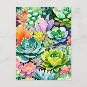 Colourful Summer Succulent Botanical Garden Announcement Postcard