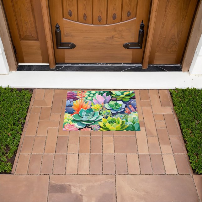 Colourful Summer Succulent Botanical Garden Doormat (Outdoor)