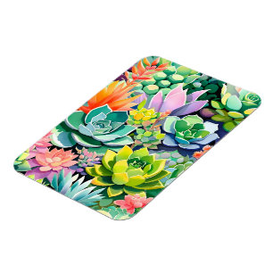 Colourful Summer Succulent Botanical Garden Magnet