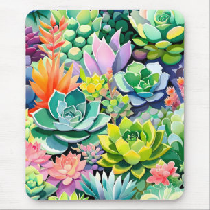 Colourful Summer Succulent Botanical Garden Mouse Mat