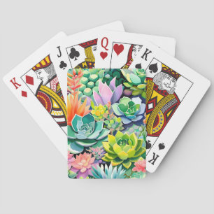 Colourful Summer Succulent Botanical Garden Playing Cards