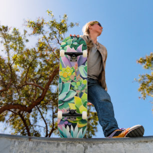 Colourful Summer Succulent Botanical Garden Skateboard