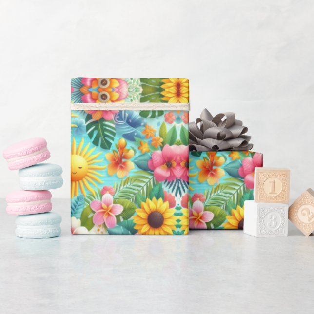 Colourful Summer Sun Abstract Wrapping Paper (Baby Shower)