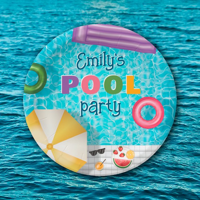 Colourful Summer Swimming Pool Party Paper Plate (Creator Uploaded)