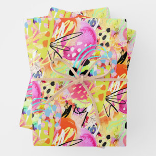 Colourful Summer Tropical Abstract Eclectic Pop Wrapping Paper Sheet