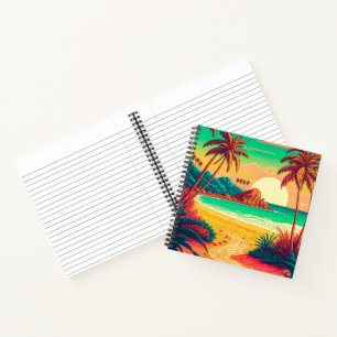 Colourful Summer Tropical Beach Landscape Artwork  Notebook