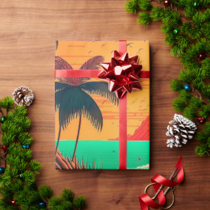 Colourful Summer Tropical Beach Landscape Artwork Wrapping Paper