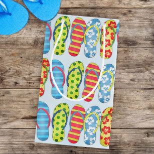 Colourful Summer Tropical Cute Flip Flops Pattern Small Gift Bag