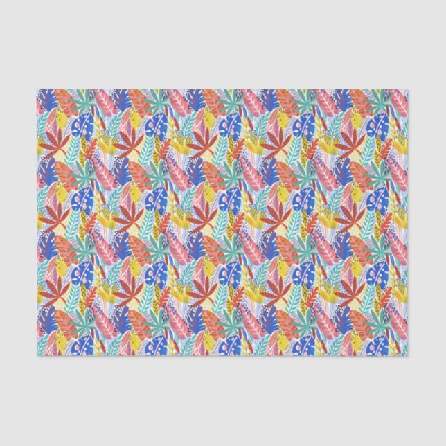 Colourful Summer Tropical Jungle Leaves  Tissue Paper (Front)