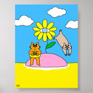 Colourful Summer Vibes Cat Poster