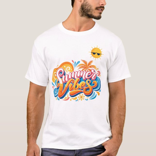 Colourful Summer Vibes T-Shirt – Fun Beach & Vacat (Front)
