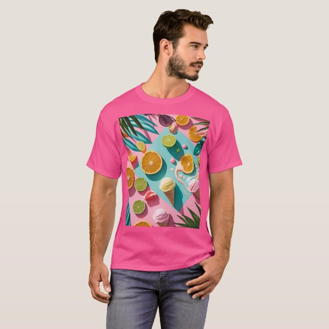Colourful Summer Vibes Tropical Design – Bright Ci T-Shirt (Front Full)