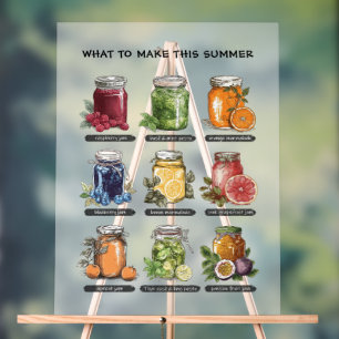 Colourful Summer Watercolor Fruit Herb Art Frosted Acrylic Sign