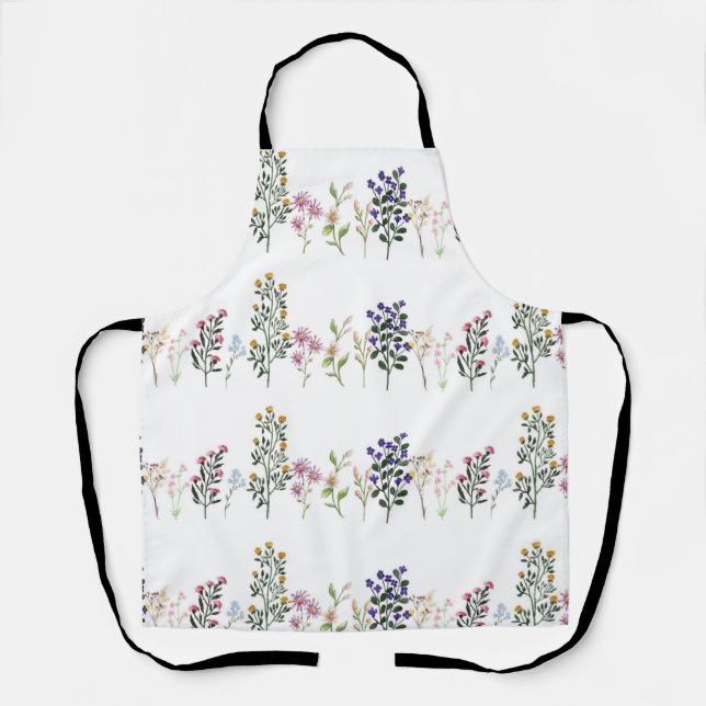Colourful Summer Wildflower Pattern Apron (Front)