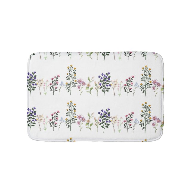 Colourful Summer Wildflower Pattern Bath Mat (Front)