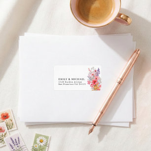 Colourful Summer Wildflower Wedding Return Address Label