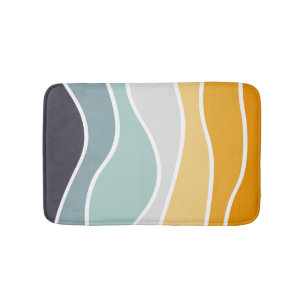 Colourful summery retro style waves bath mat
