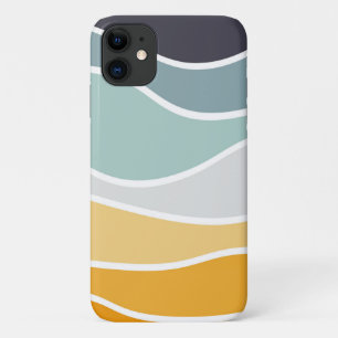 Colourful summery retro style waves iPhone 11 case