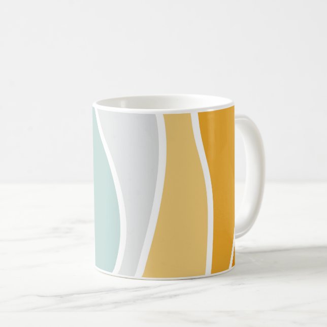 Colourful summery retro style waves coffee mug (Front Right)