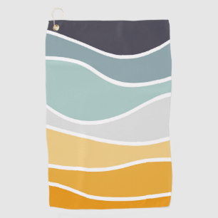 Colourful summery retro style waves golf towel