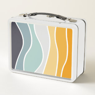 Colourful summery retro style waves metal lunch box