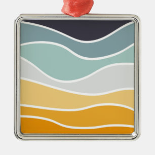 Colourful summery retro style waves metal tree decoration