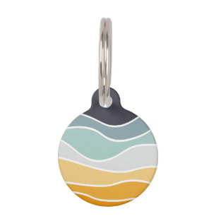 Colourful summery retro style waves pet tag