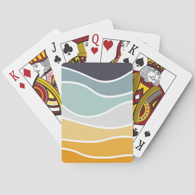 Colourful summery retro style waves playing cards (Back)