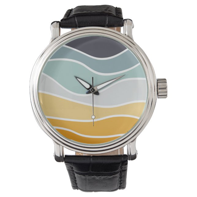 Colourful summery retro style waves watch (Front)