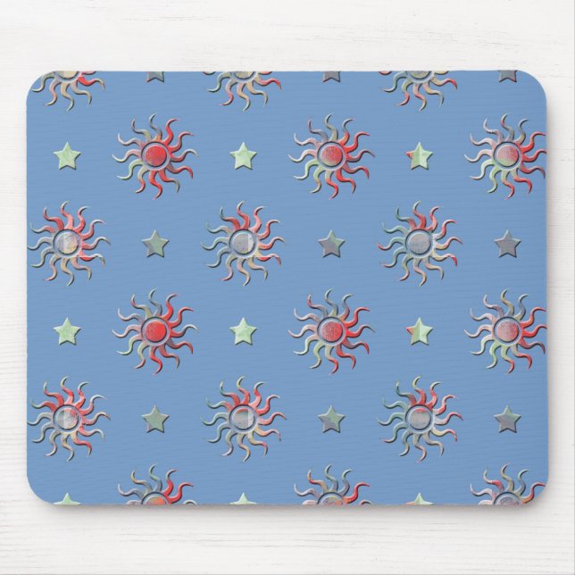 Colourful sun and stars design mouse mat (Front)