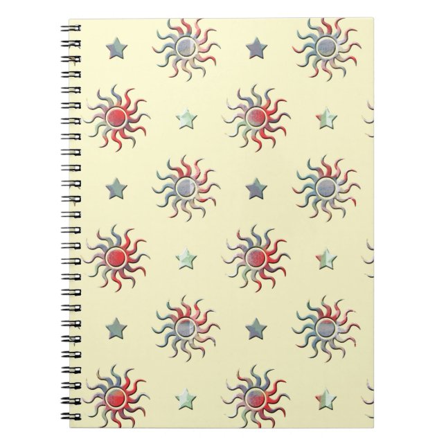 Colourful sun and stars design notebook (Front)