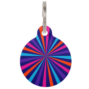 Colourful Sun Burst Spinning Wheel Design Pet Tag