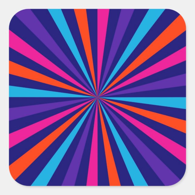 Colourful Sun Burst Spinning Wheel Design Square Sticker (Front)