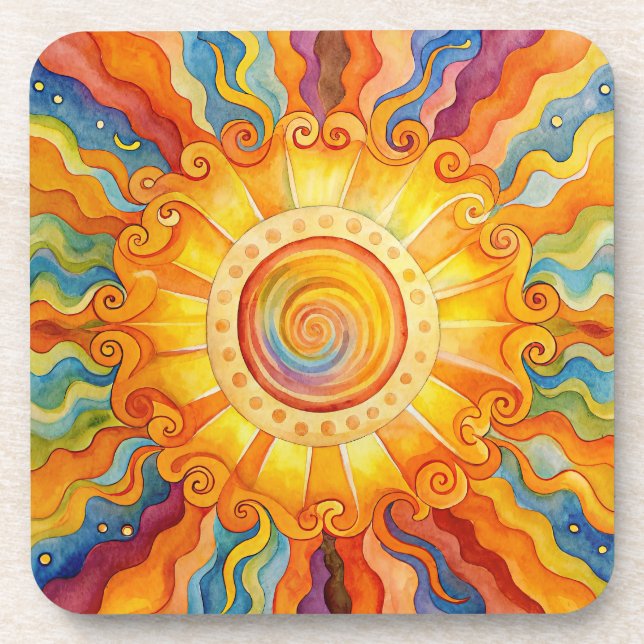 Colourful Sun  Coaster (Front)